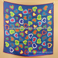 wrap hangzhou real silk printing colorful blue heart scarf women wrap